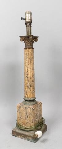 Bronze and Marble Column Lamp