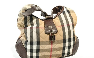 Burberry Hobo in Biege/Brown Quilted Checked Canvas