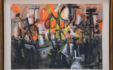 Byron Browne Am. Gouache: Abstract Signed and dated '54