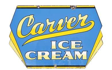 CARVER ICE CREAM DOUBLE-SIDED PORCELAIN SIGN