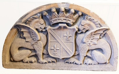 CEMENT ARCHITECTURAL ELEMENT WITH COAT OF ARMS, 20TH