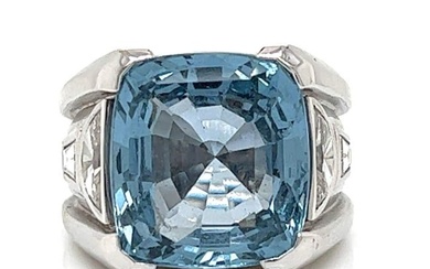 CHATILA 18K White Gold Aquamarine & Diamond Ring