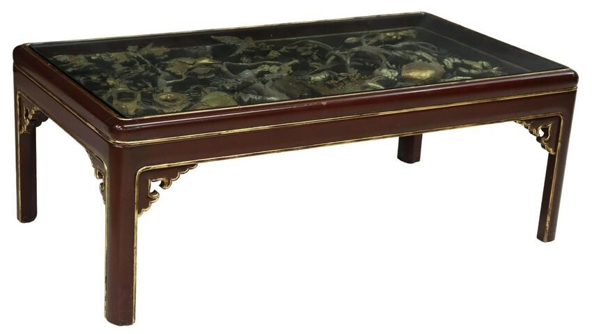 CHINESE CARVED & PIERCED COFFEE TABLE