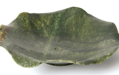 CHINESE JADE BOWL IN THE SHAPE OF A LOTUS LEAF