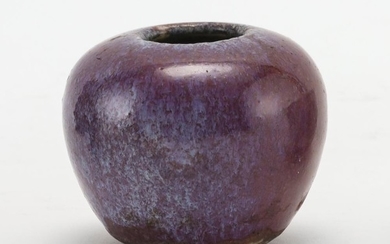 CHINESE LANG YAO WARE POTTERY WATER COUPE With magenta flambé glaze with purple splash. Height 2".