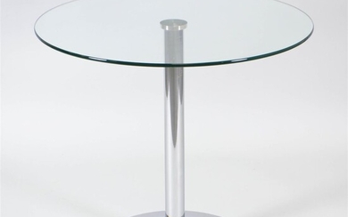 CONTEMPORARY CHROME AND GLASS BREAKFAST TABLE