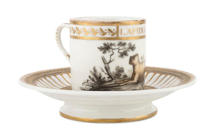CUP AND SAUCER IN PORCELAIN - FRANCE EARLY 20TH CENTURY