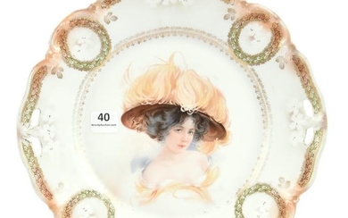 Cake Plate Marked RSP, Gibson Girl Portrait