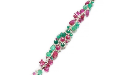 Cartier Attractive emerald, ruby and diamond bracelet, 'Tutti Frutti', circa...