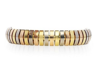 Cartier Vintage Tubogas 18K Gold Tri Color Link Bracelet