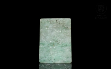 Carved jadeite plaque "river between mountains", Qing dynasty