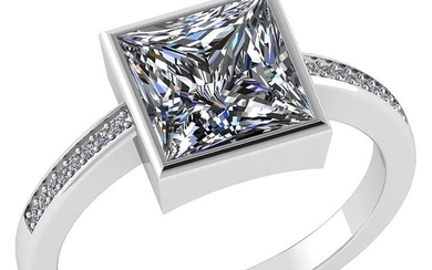 Certified 1.00 CTW Princess Diamond 14K White Gold Ring