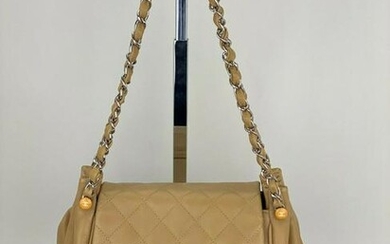 Chanel Timeless Accordion Beige Quilted Lambskin