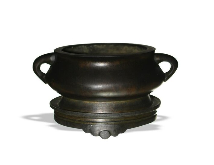 Chinese Bronze Censer with Original Stand, Early 19th