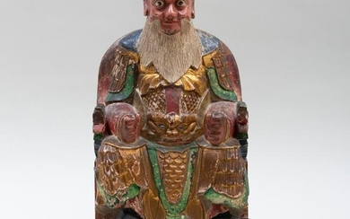 Chinese Carved and Polychromed Figure of a Seated