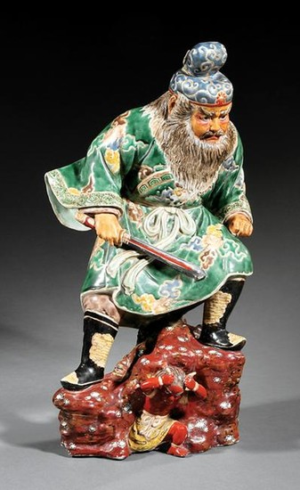 Chinese Enameled Porcelain Figure of Zhong Kui