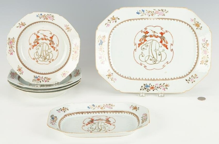 Chinese Export Armorial Platters and Soup Plates, 6