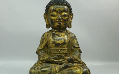Chinese Gilt Cast Copper Figure of Buddha.