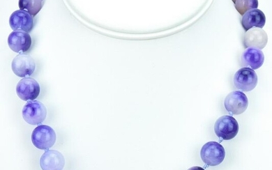 Chinese Lavender Jade Hand Knotted Necklace