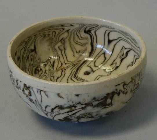Chinese Marbleized Porcelain Bowl, Tang Style