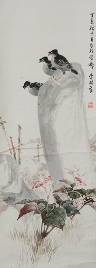 Chinese Painting of 3 Birds by Li Jiancheng