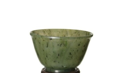 Chinese Spinach Jade Cup, 19th Century
