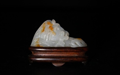 Chinese White Jade with Brown Skin Carving, 18th