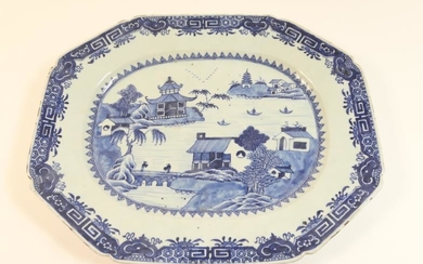 Chinese blue and white export meat plate, late 18th...