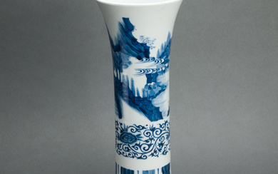 Chinese underglaze blue trumpet vase