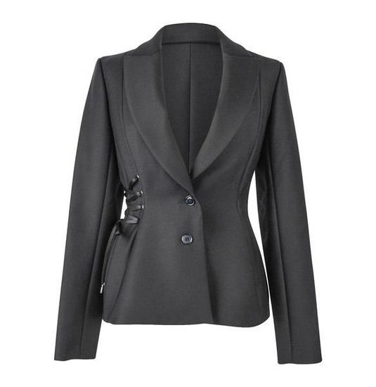 Christian Dior Jacket One Side Lace Up Black Shaped