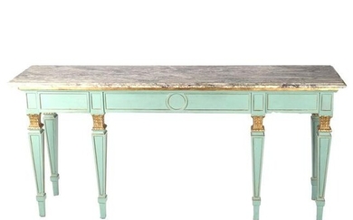 Classical-Style Painted Marble Top Console