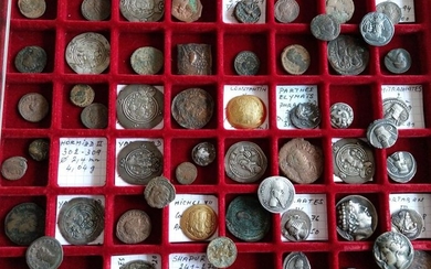 Collection of various antique coins including