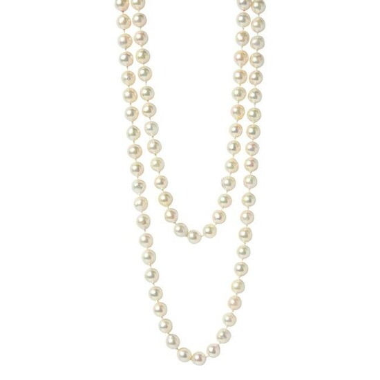 Cultured Pearl, 14k Yellow Gold Necklace.