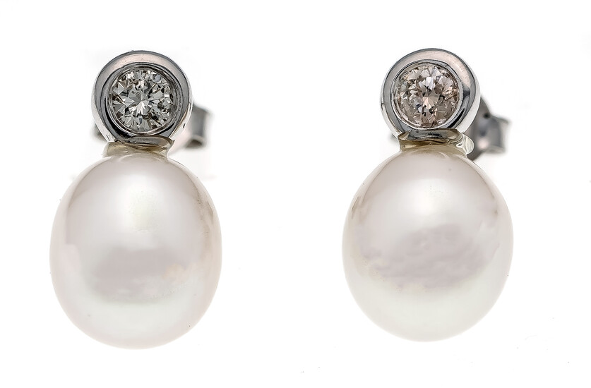 Cultured pearl brilliant stud earrings WG 585/000, each...