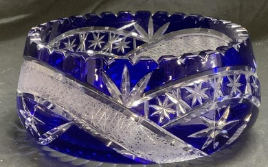 Cut Cobalt Art Glass Bowl