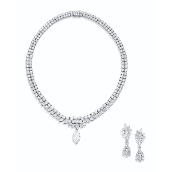 DIAMOND NECKLACE AND EARRING SET