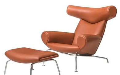 Danish Mid-Century Modern Ox Lounge Chair and Ottoman by Hans Wegner, Jørgensen