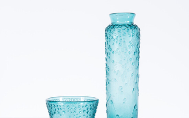 Daum Bol et vase en verre gravé à l'acide
