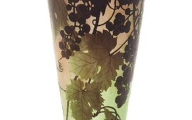 Daum Freres (founded 1878), Large fruiting vine vase, 1903-1914, Cameo glass, Signed in cameo DAUM NANCY with cross of Lorraine, 43.5cm high