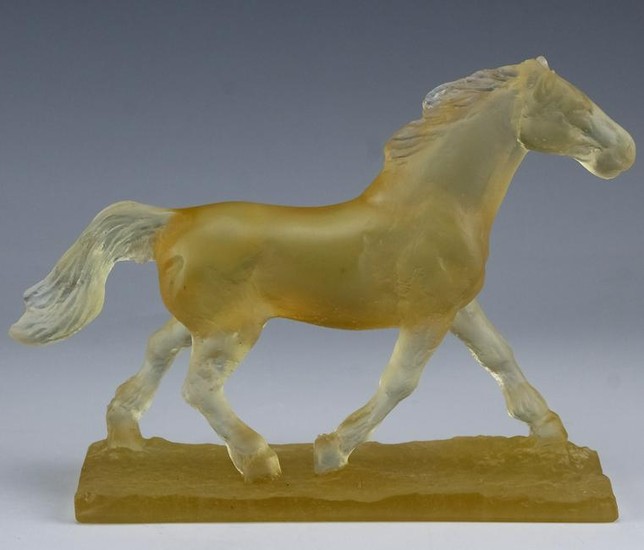 Daum Pate De Verre Citrine Glass Horse Sculpture