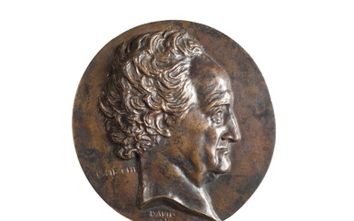 David d'Angers (1788-1856), Pierre-Jean David, dit. Portrait de profile de Johann Wolfgang von Goethe. Médaillon...