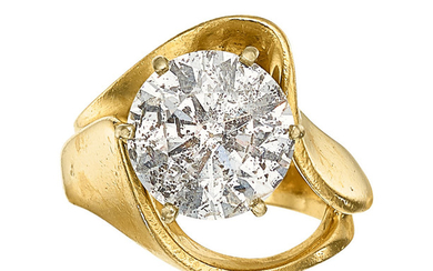 Diamond, Gold Ring The ring features a round brilliant-cut...