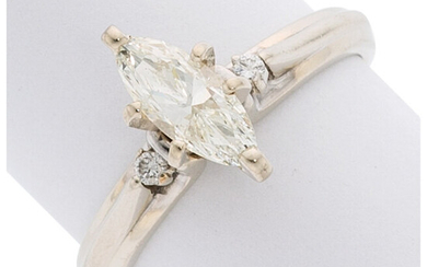 Diamond, White Gold Ring The ring features a marquise-shaped...