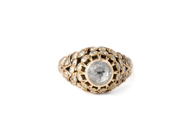 Diamond and Gold Ottoman Ring An Ottoman diamond ring, a...