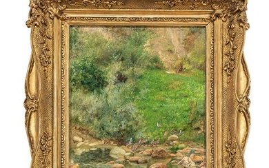 Dipinto, Se giungesse un cacciatore, 1871, Giovan Battista Quadrone (Mondovì, 1844 - Torino, 1898)