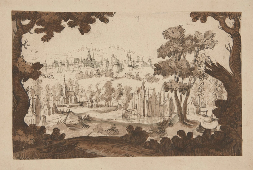Dutch School, 17th century- Landscape with a fortified city; and...