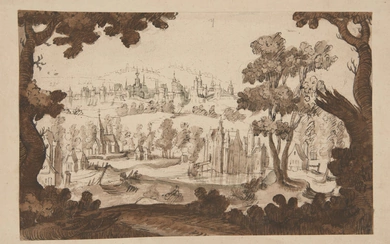 Dutch School, 17th century- Landscape with a fortified city; and...
