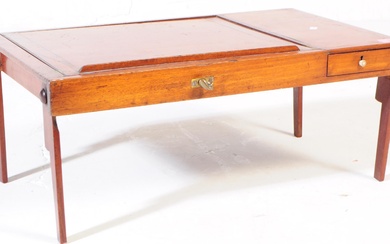 EARLY 20TH CENTURY MAHOGANY & BRASS CAMPAIGN BED BOOKREST