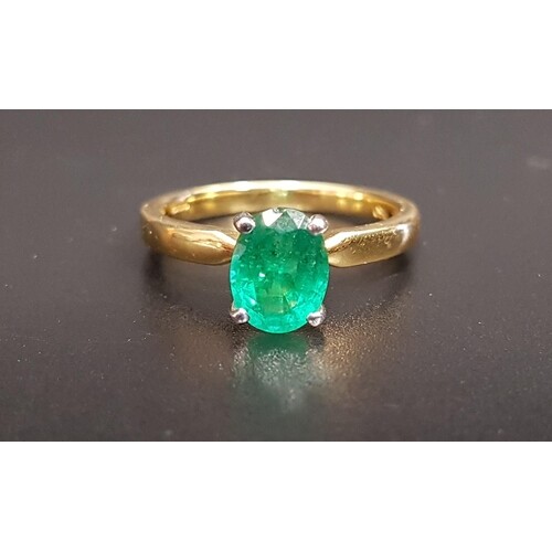 EMERALD SINGLE STONE RING the oval cut emerald approximately...