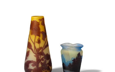 EMILE GALLE (1846-1904) Two Vases circa 1900 cameo glass, signed...